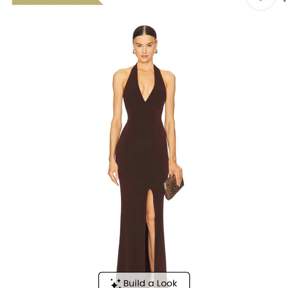 Revolve Nookie Illegal Halter Gown in Chocolate